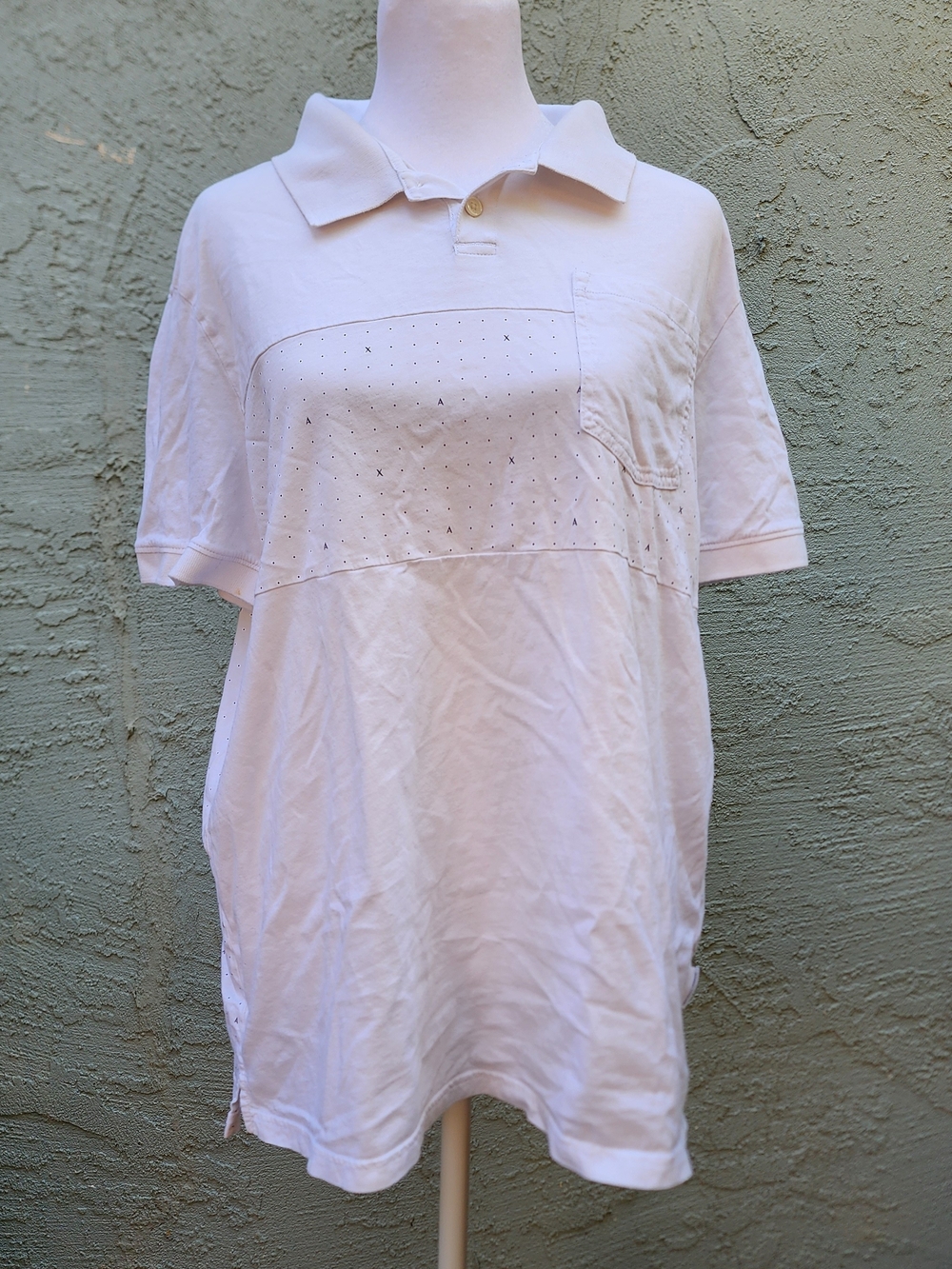 Armani Exchange Polo Shirt White Patterned Colorblock Geometric Size [XXL]